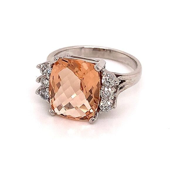 Diamond Morganite Ring Size 7.25 14k Gold 5.60 TCW Certified $5,950 120600 - Picture 5 of 14